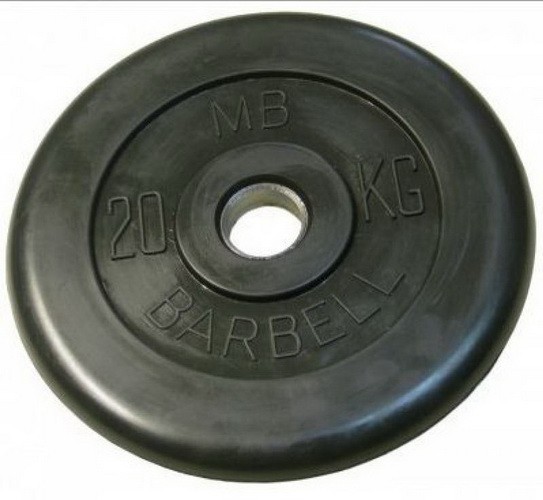 Диск обрезиненный 50 мм черный 20 кг MB Barbell