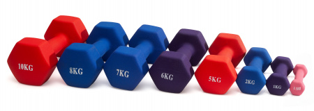 Гантель неразборная гексагональная неопрен  2 кг (синяя) VictoryFit VF-DHN020