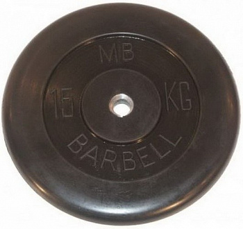 Диск обрезиненный 50 мм черный 15 кг MB Barbell
