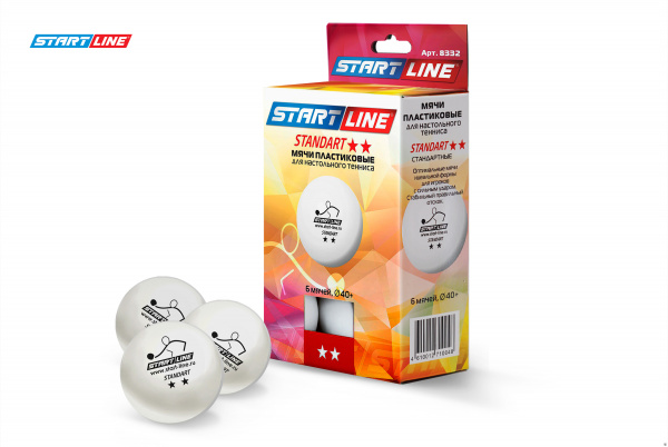 Мячи Start line Standart 2* New (6 шт, бел.)