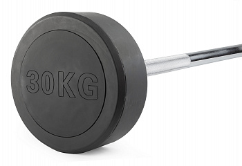 Штанга неразборная обрезиненная 30 кг. Прямой гриф. VictoryFit VF-DX4300