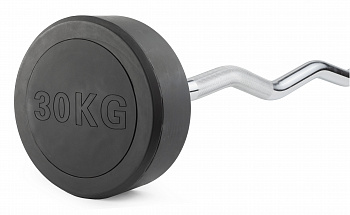 Штанга неразборная обрезиненная 30 кг. Изогнутый гриф. VictoryFit VF-DX5300