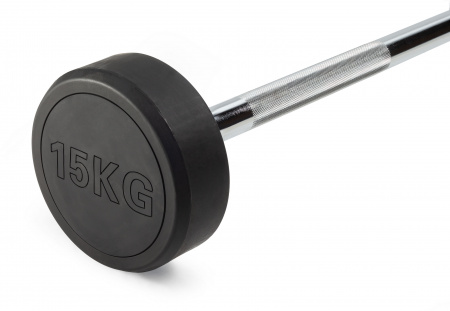 Штанга неразборная обрезиненная 15 кг. Прямой гриф. VictoryFit VF-DX4150
