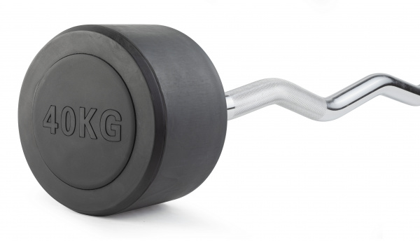 Штанга неразборная обрезиненная 40 кг. Изогнутый гриф. VictoryFit VF-DX5400