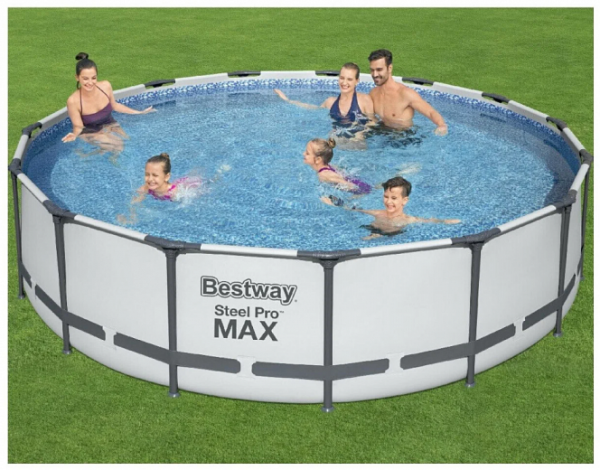 Каркасный бассейн Bestway Steel Pro Max (457x107, с фильтр-насосом, чехлом, диспенсером и лестницей)