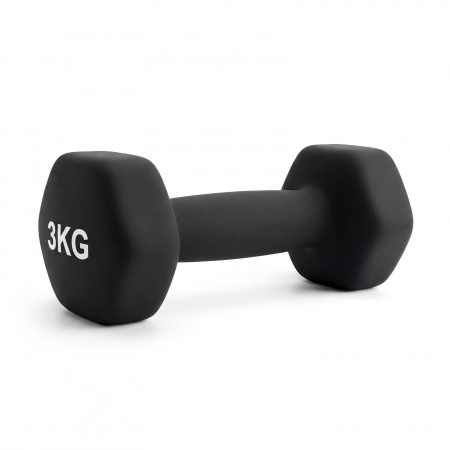 Гантель неразборная гексагональная неопрен  3 кг (черная) VictoryFit VF-DHN030