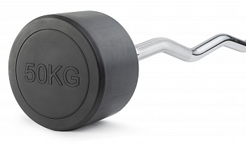 Штанга неразборная обрезиненная 50 кг. Изогнутый гриф. VictoryFit VF-DX5500