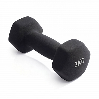 Гантель неразборная гексагональная неопрен  3 кг (черная) VictoryFit VF-DHN030