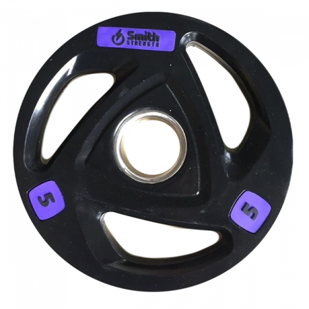 Диск для штанги Smith WP085-5 c 3-м хватом, обрезиненный, 5кг