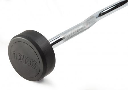 Штанга неразборная обрезиненная 10 кг. Изогнутый гриф. VictoryFit VF-DX5100