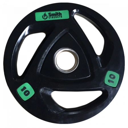 Диск для штанги Smith WP085-10 c 3-м хватом, обрезиненный, 10кг