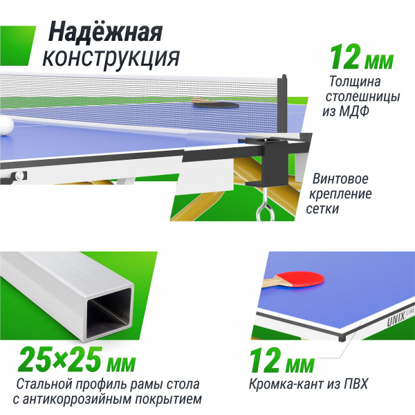 Теннисный стол UNIX Line для помещений Simple Indoor 12 мм MDF синий