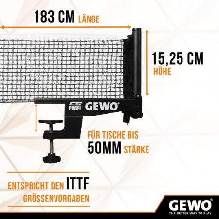 Сетка для настольного тенниса с креплением GEWO PROFI